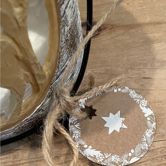 NWT Set of 2 Etched Reindeer Lanterns Farmhouse Rustic Cabincore Holiday - Picture 4 of 7